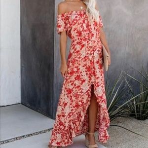 Vici coral/pink floral dress
